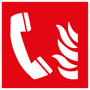 pictogramme de sécurité incendie : alarme incendie par téléphone